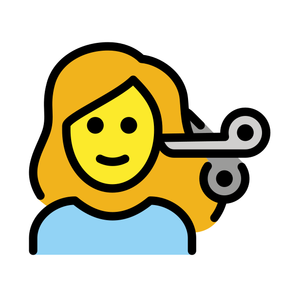 woman getting haircut transparent PNG icon, color version, 618 by 618 pixels