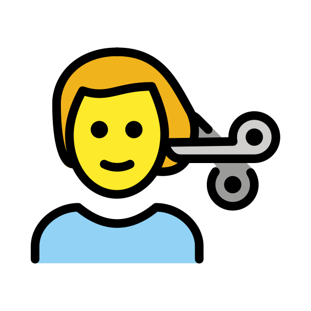 man getting haircut transparent PNG icon, color version, 618 by 618 pixels