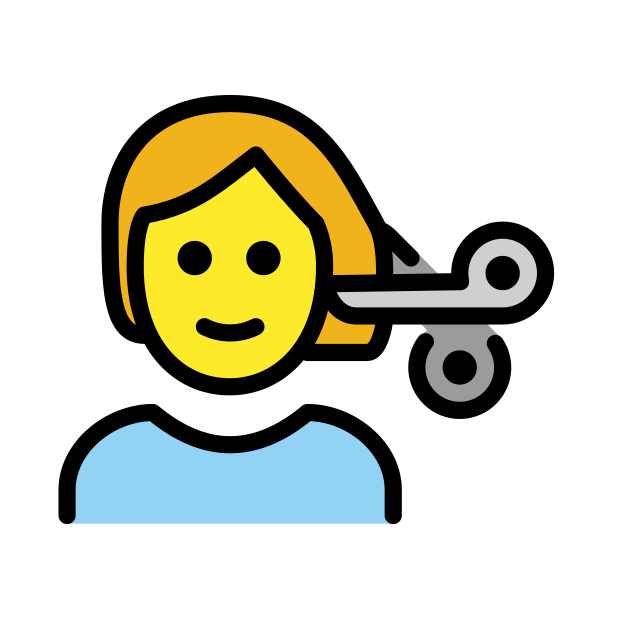 person getting haircut transparent PNG icon, color version, 618 by 618 pixels