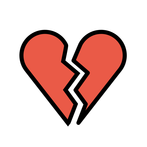 broken heart transparent PNG icon, color version, 618 by 618 pixels