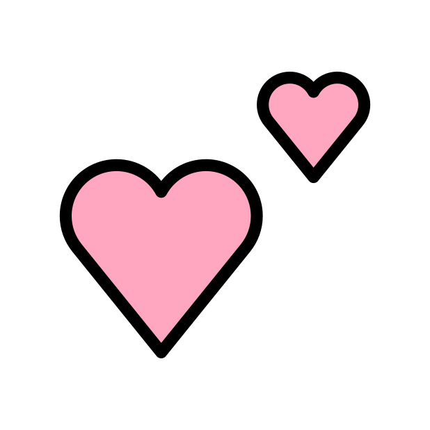 two hearts transparent PNG icon, color version, 618 by 618 pixels