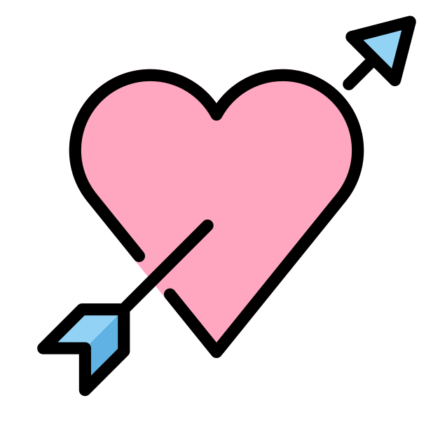 heart with arrow transparent PNG icon, color version, 618 by 618 pixels