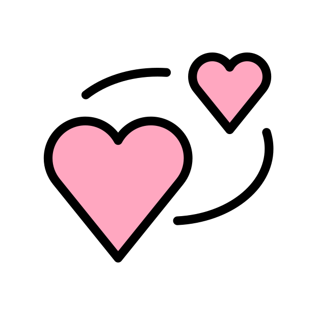 revolving hearts transparent PNG icon, color version, 618 by 618 pixels