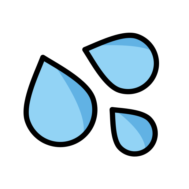 sweat droplets transparent PNG icon, color version, 618 by 618 pixels
