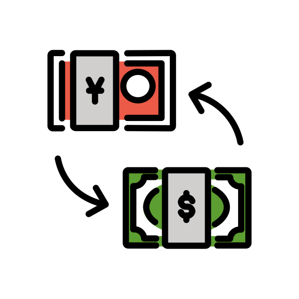 currency exchange transparent PNG icon, color version, 618 by 618 pixels