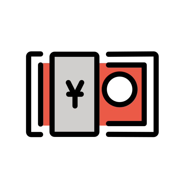 yen banknote transparent PNG icon, color version, 618 by 618 pixels
