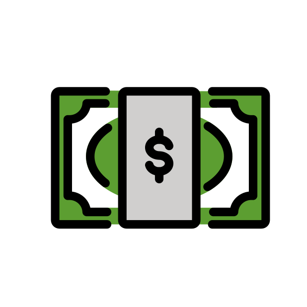 dollar banknote transparent PNG icon, color version, 618 by 618 pixels