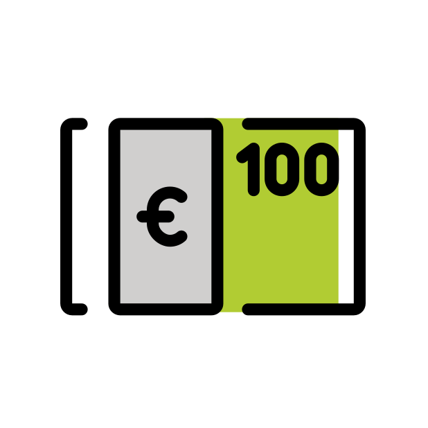 euro banknote transparent PNG icon, color version, 618 by 618 pixels
