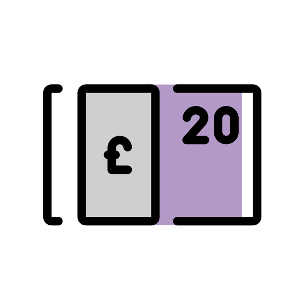 pound banknote transparent PNG icon, color version, 618 by 618 pixels