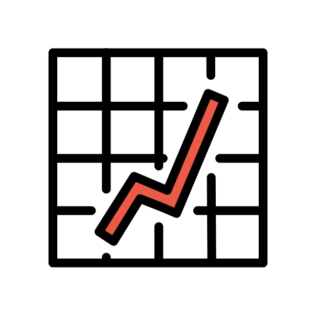 chart increasing transparent PNG icon, color version, 618 by 618 pixels