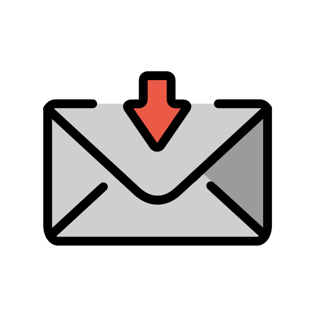envelope with arrow transparent PNG icon, color version, 618 by 618 pixels