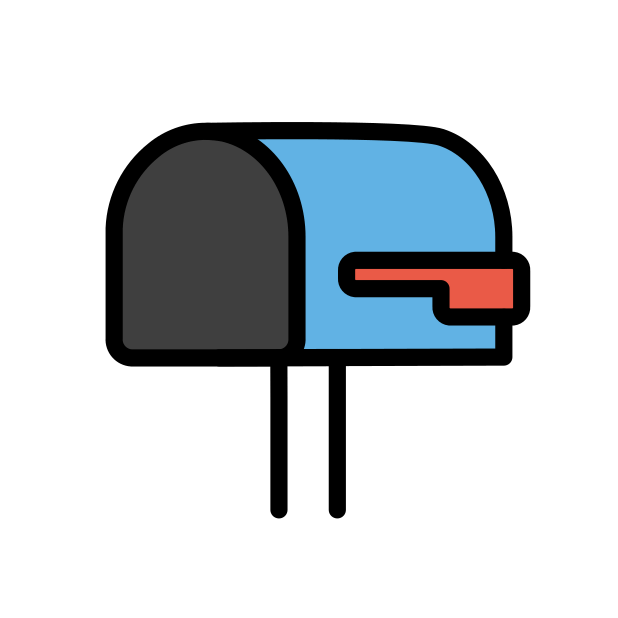 open mailbox with lowered flag transparent PNG icon, color version, 618 by 618 pixels