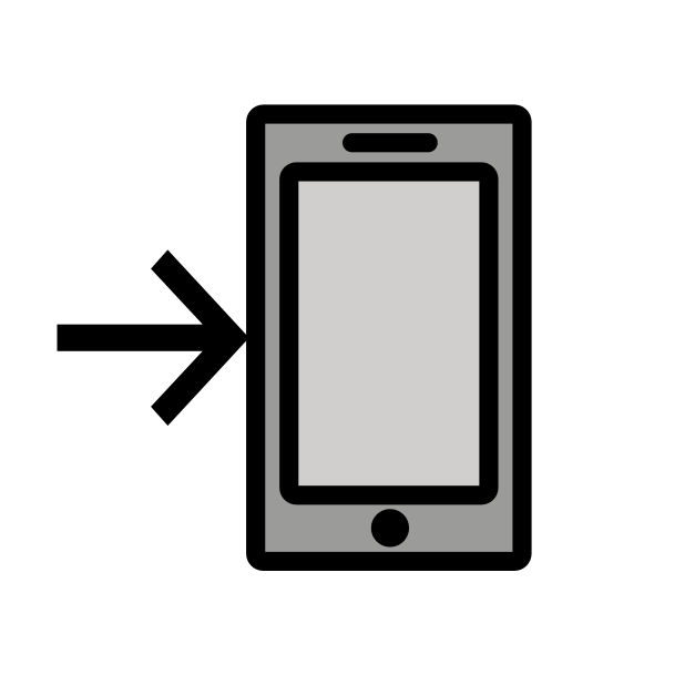 mobile phone with arrow transparent PNG icon, color version, 618 by 618 pixels