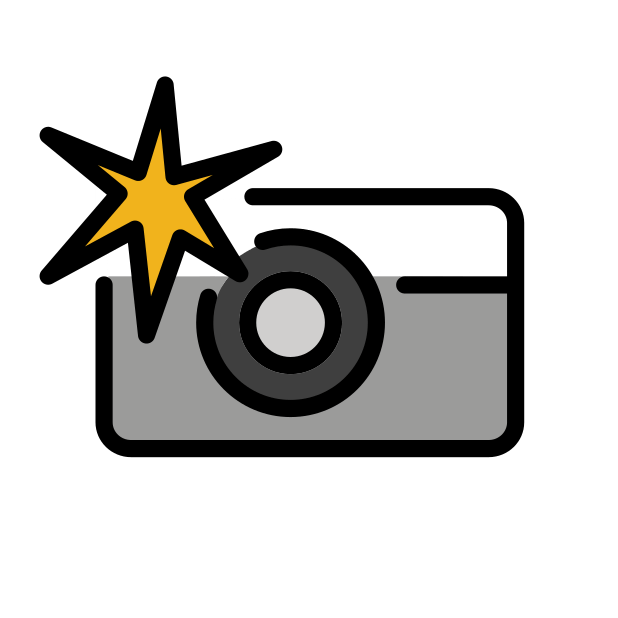 camera with flash transparent PNG icon, color version, 618 by 618 pixels
