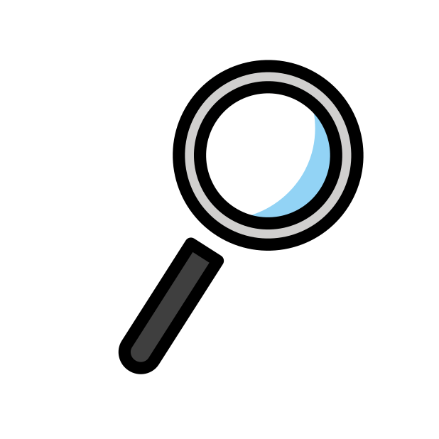 magnifying glass tilted right transparent PNG icon, color version, 618 by 618 pixels