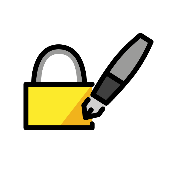 locked with pen transparent PNG icon, color version, 618 by 618 pixels