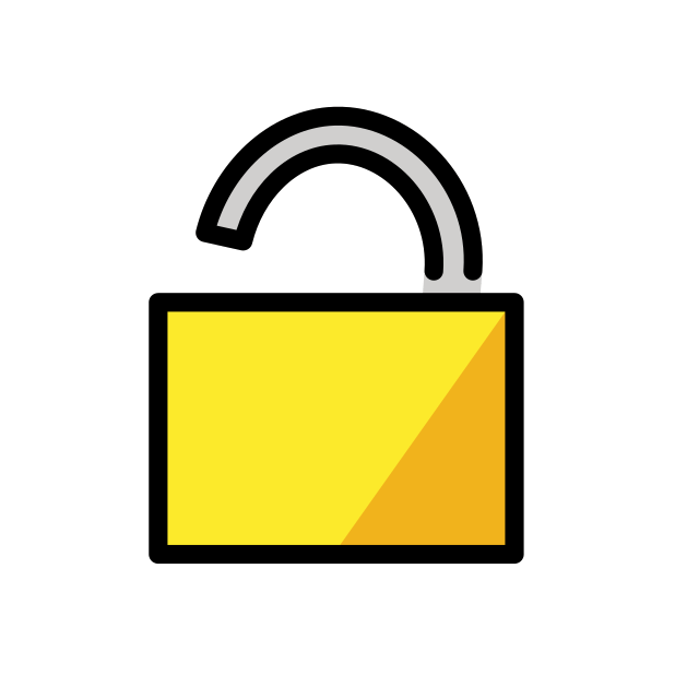 unlocked transparent PNG icon, color version, 618 by 618 pixels