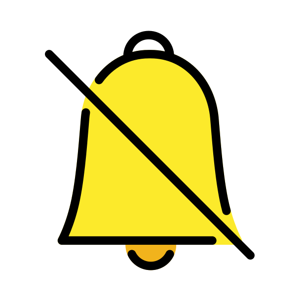 bell with slash transparent PNG icon, color version, 618 by 618 pixels