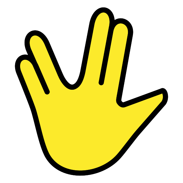 vulcan salute transparent PNG icon, color version, 618 by 618 pixels