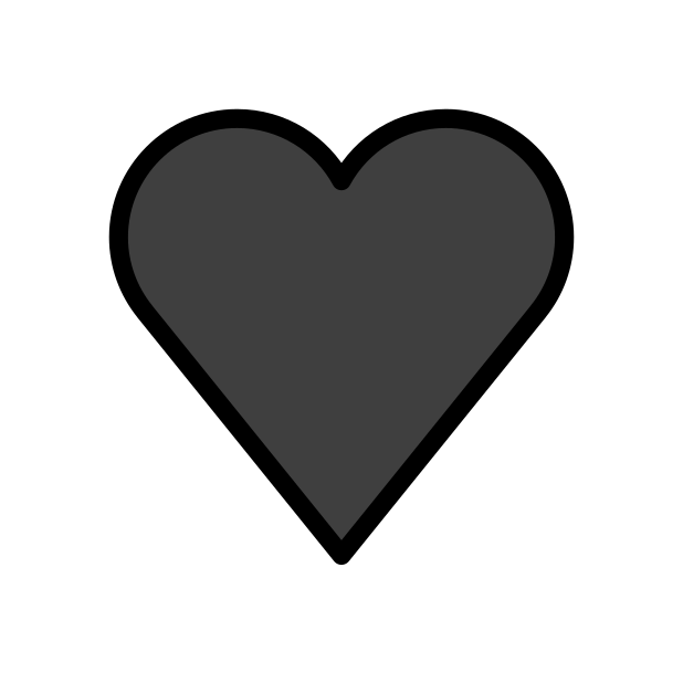 black heart transparent PNG icon, color version, 618 by 618 pixels