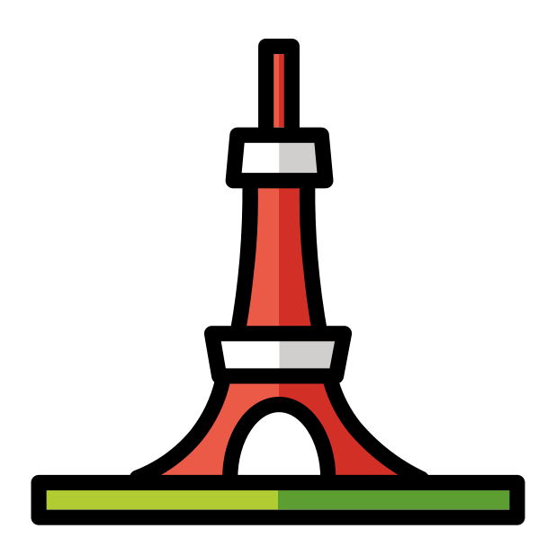 Tokyo tower transparent PNG icon, color version, 618 by 618 pixels