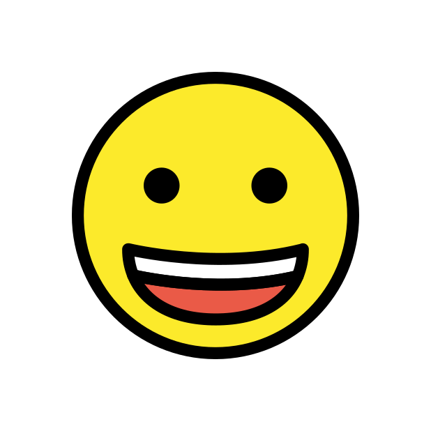 grinning face transparent PNG icon, color version, 618 by 618 pixels
