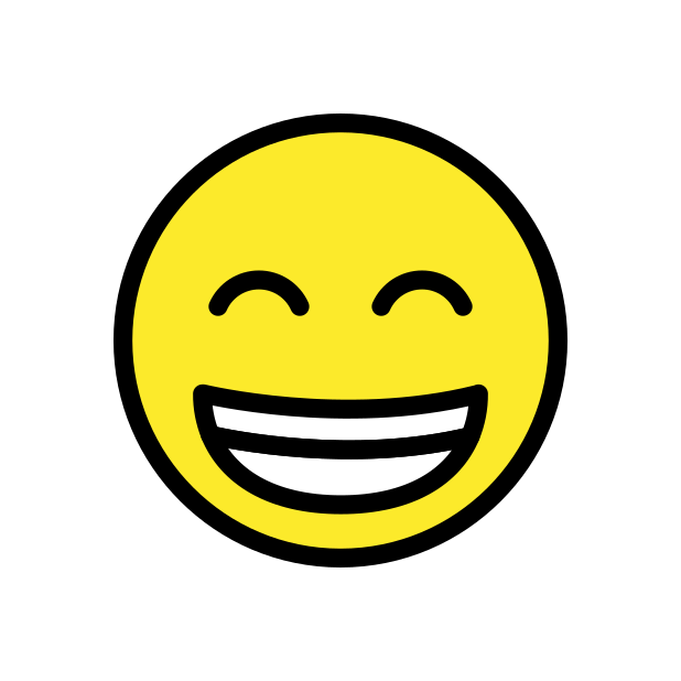 beaming face with smiling eyes transparent PNG icon, color version, 618 by 618 pixels