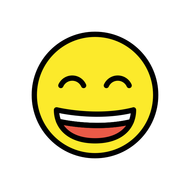 grinning face with smiling eyes transparent PNG icon, color version, 618 by 618 pixels