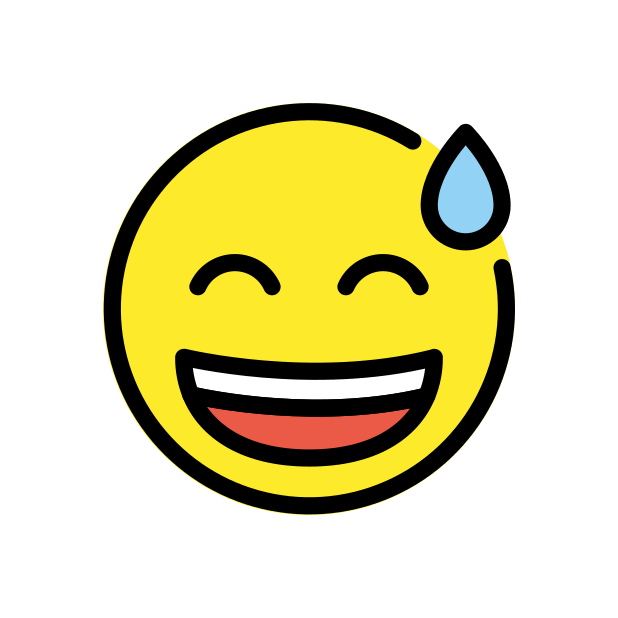 grinning face with sweat transparent PNG icon, color version, 618 by 618 pixels