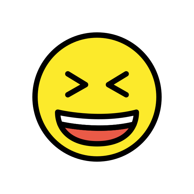 grinning squinting face transparent PNG icon, color version, 618 by 618 pixels