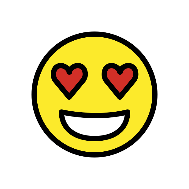 smiling face with heart-eyes transparent PNG icon, color version, 618 by 618 pixels
