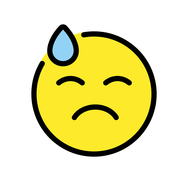 downcast face with sweat transparent PNG icon, color version, 618 by 618 pixels