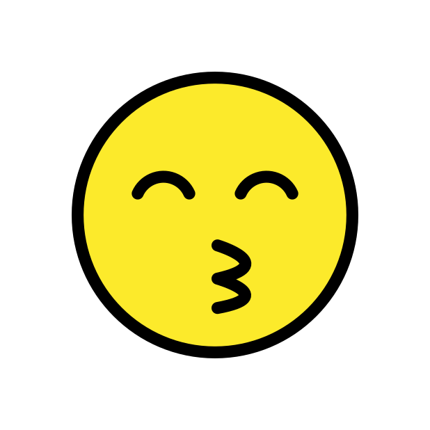 kissing face with smiling eyes transparent PNG icon, color version, 618 by 618 pixels