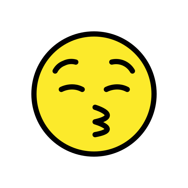 kissing face with closed eyes transparent PNG icon, color version, 618 by 618 pixels