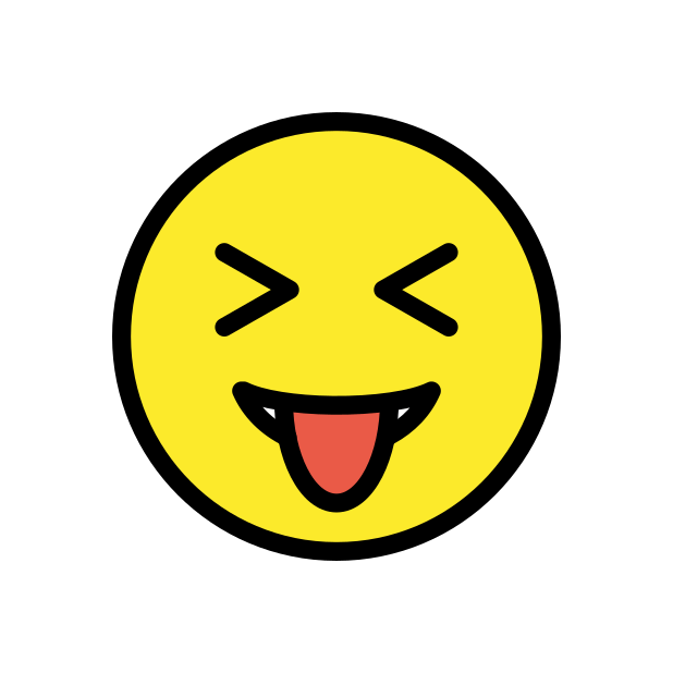 squinting face with tongue transparent PNG icon, color version, 618 by 618 pixels