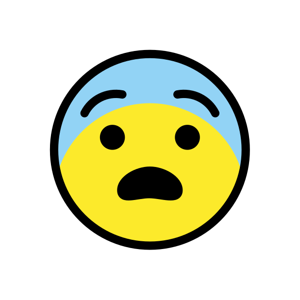 fearful face transparent PNG icon, color version, 618 by 618 pixels
