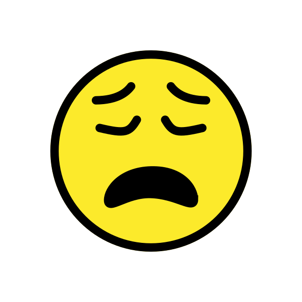 weary face transparent PNG icon, color version, 618 by 618 pixels