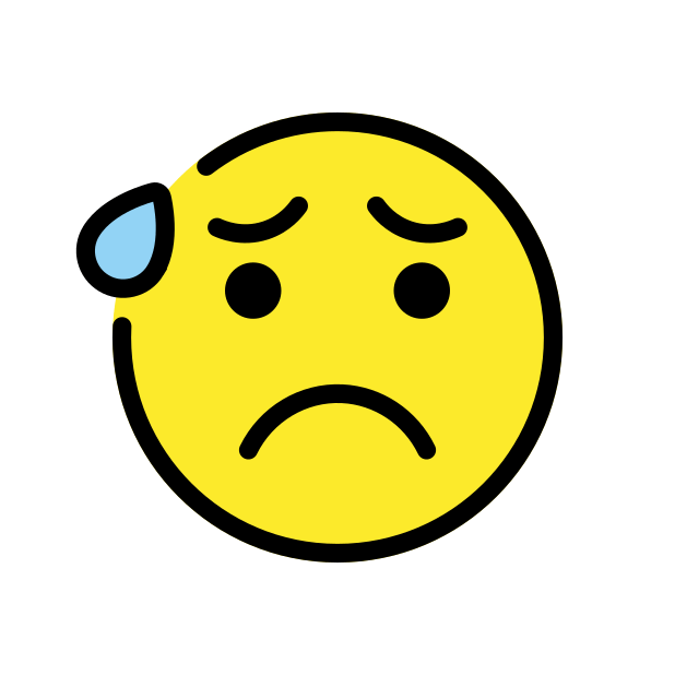 anxious face with sweat transparent PNG icon, color version, 618 by 618 pixels