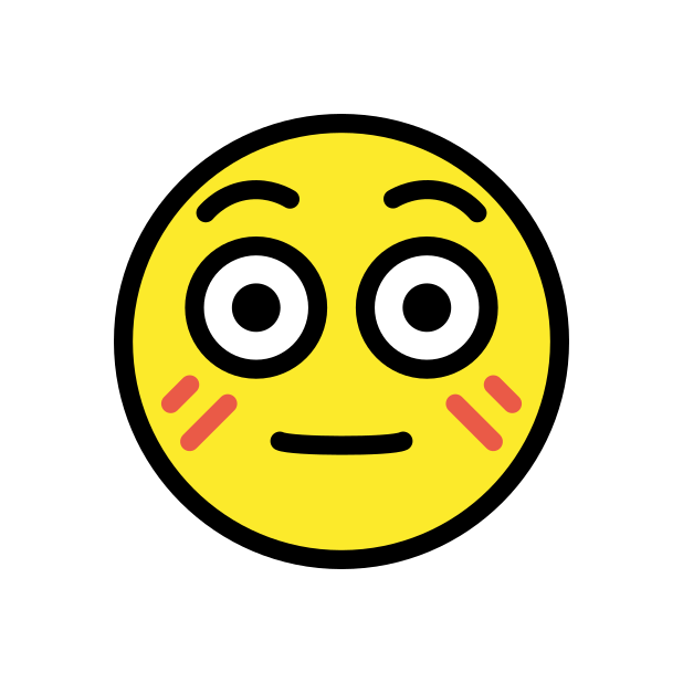flushed face transparent PNG icon, color version, 618 by 618 pixels