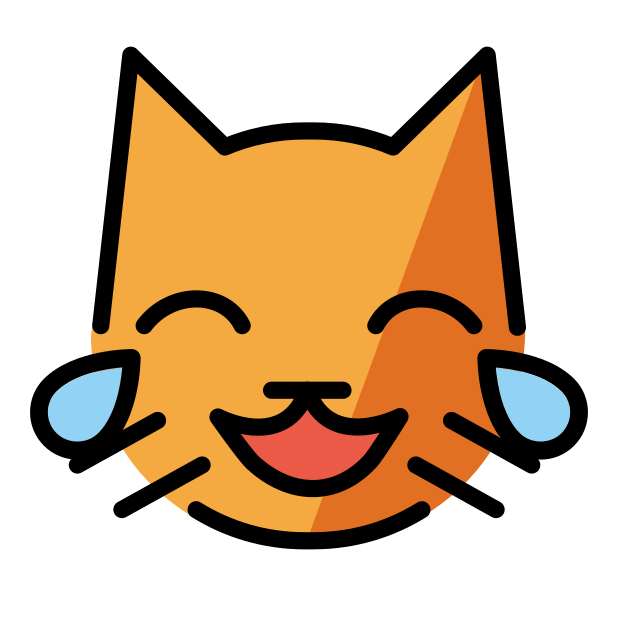 cat with tears of joy transparent PNG icon, color version, 618 by 618 pixels