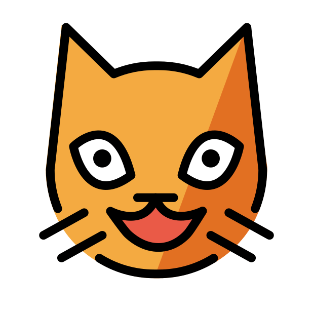 grinning cat transparent PNG icon, color version, 618 by 618 pixels