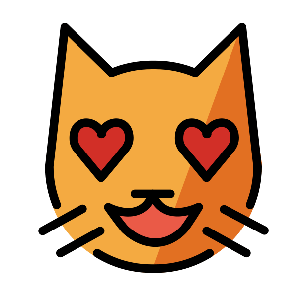 smiling cat with heart-eyes transparent PNG icon, color version, 618 by 618 pixels