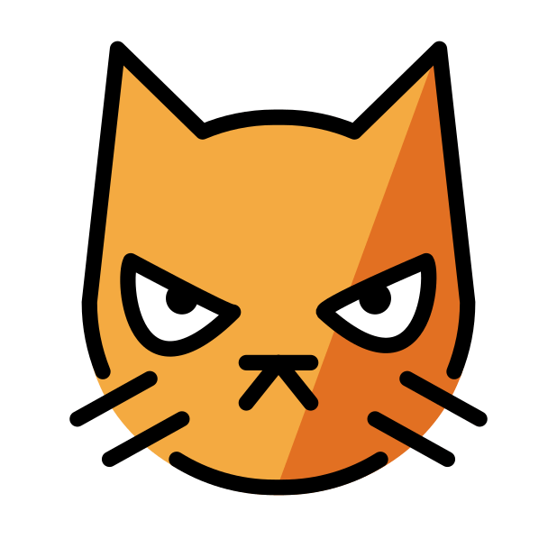 pouting cat transparent PNG icon, color version, 618 by 618 pixels