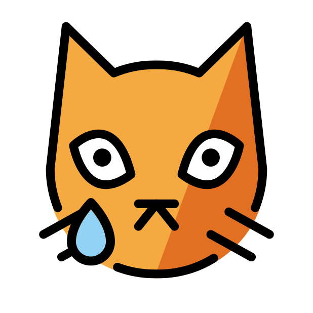 crying cat transparent PNG icon, color version, 618 by 618 pixels
