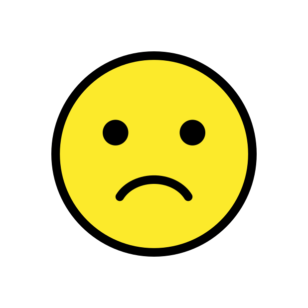 slightly frowning face transparent PNG icon, color version, 618 by 618 pixels
