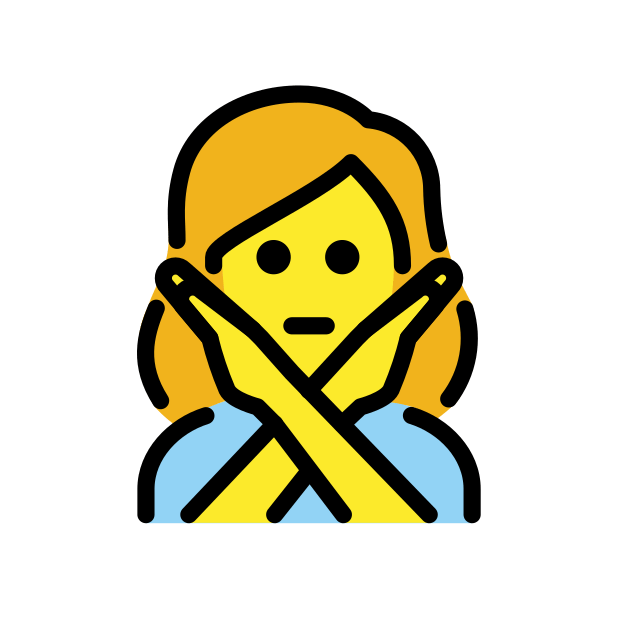 woman gesturing NO transparent PNG icon, color version, 618 by 618 pixels