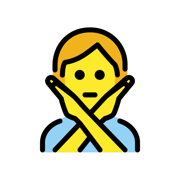 person gesturing NO transparent PNG icon, color version, 618 by 618 pixels
