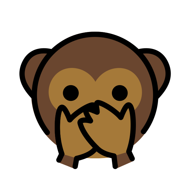 speak-no-evil monkey transparent PNG icon, color version, 618 by 618 pixels