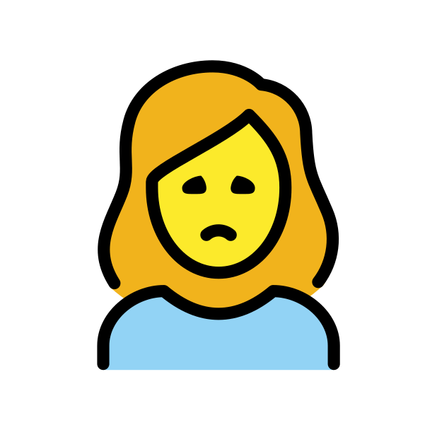 woman frowning transparent PNG icon, color version, 618 by 618 pixels