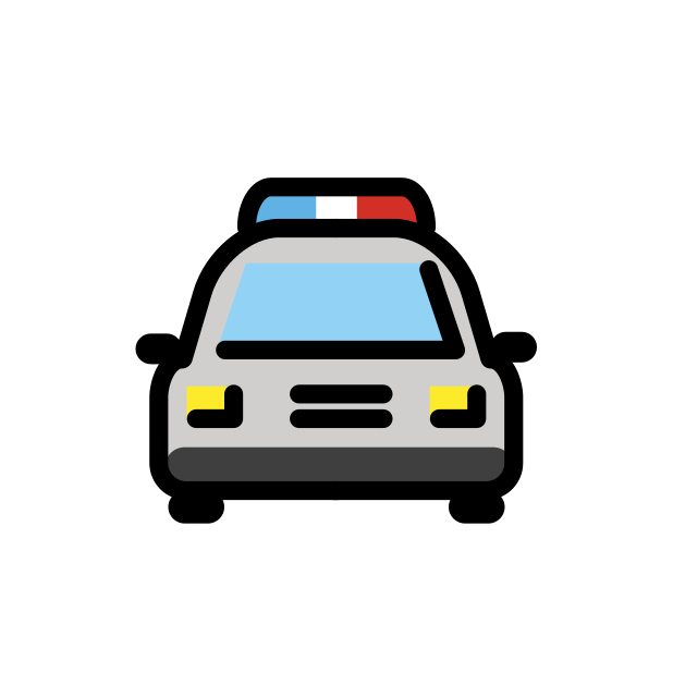 oncoming police car transparent PNG icon, color version, 618 by 618 pixels